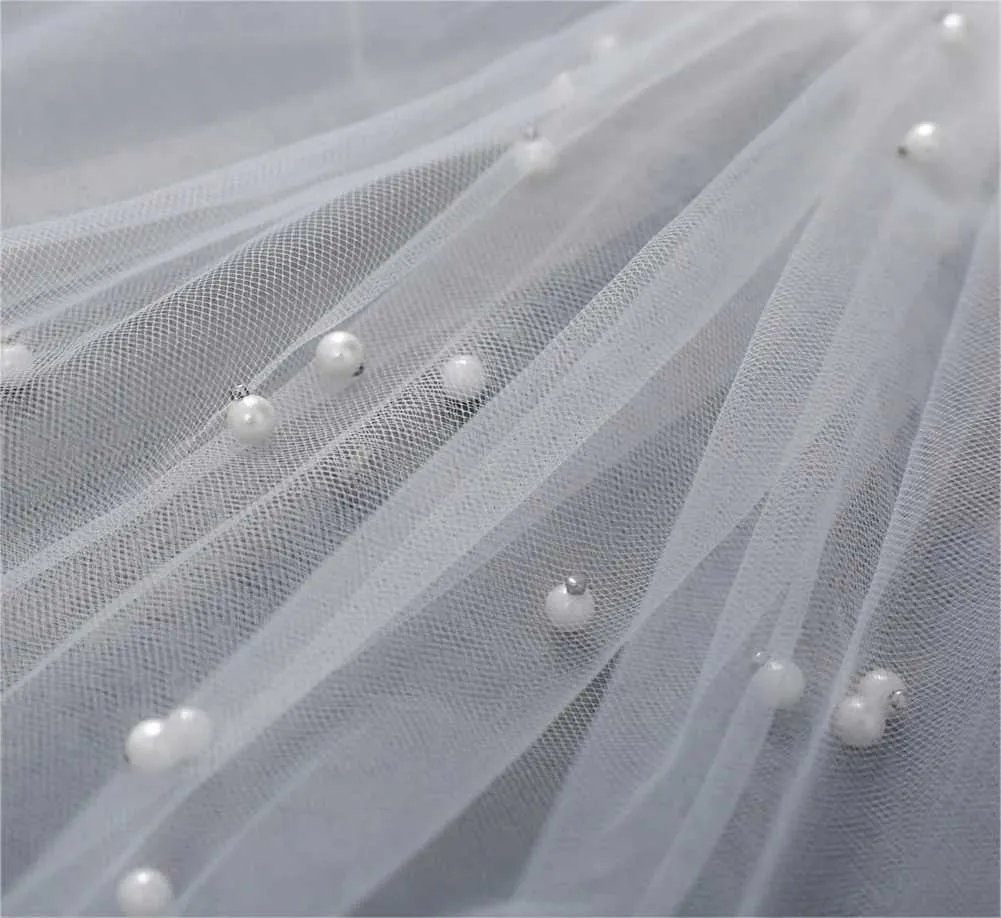 Haarschmuck Perlen Braut Weicher 1-stufiger Perlenschleier für die Braut Kathedralenlänge mit Kamm Hochzeitszubehör_voghion.com