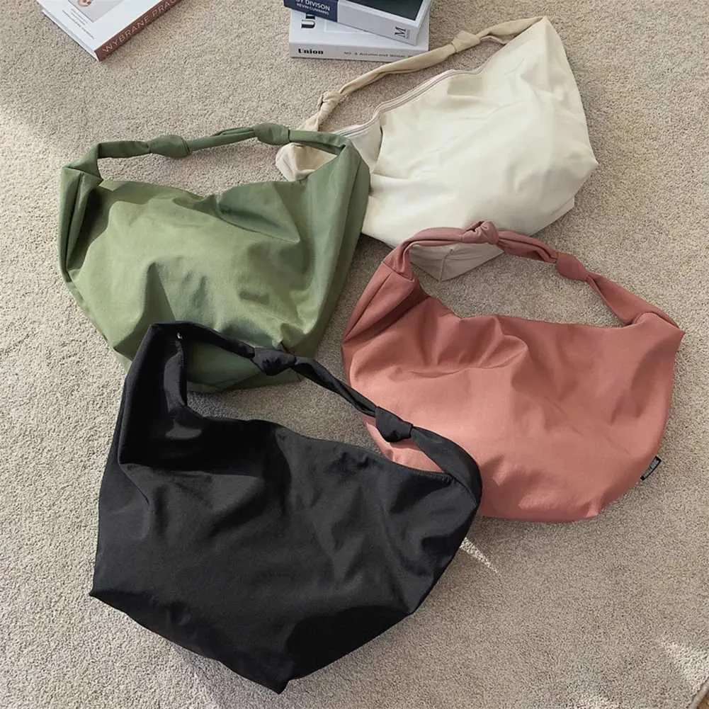 Schultertasche Große Kapazität Fem Handtasche Lässig FI Tragbare Feste Farbe Einfache Leinwand Elegante Wochenende Schultern Y241109_voghion.com