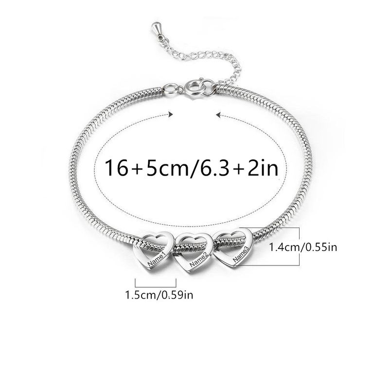 Personalisiertes verstellbares Armband aus Edelstahl in Herzform mit Liebe zum Selbermachen, Name, Fußkettchen, Damenschmuck_voghion.com
