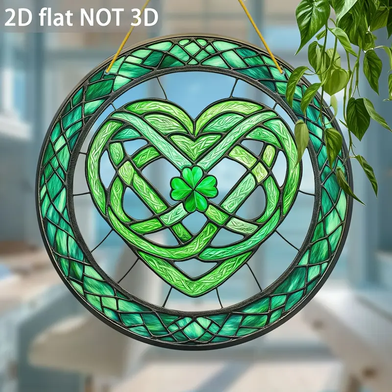 Keltisk klöversolfångare - 23 cm färgad akrylkonst. Lyckobringande dekor för uteplats eller St. Patricks firande._voghion.com