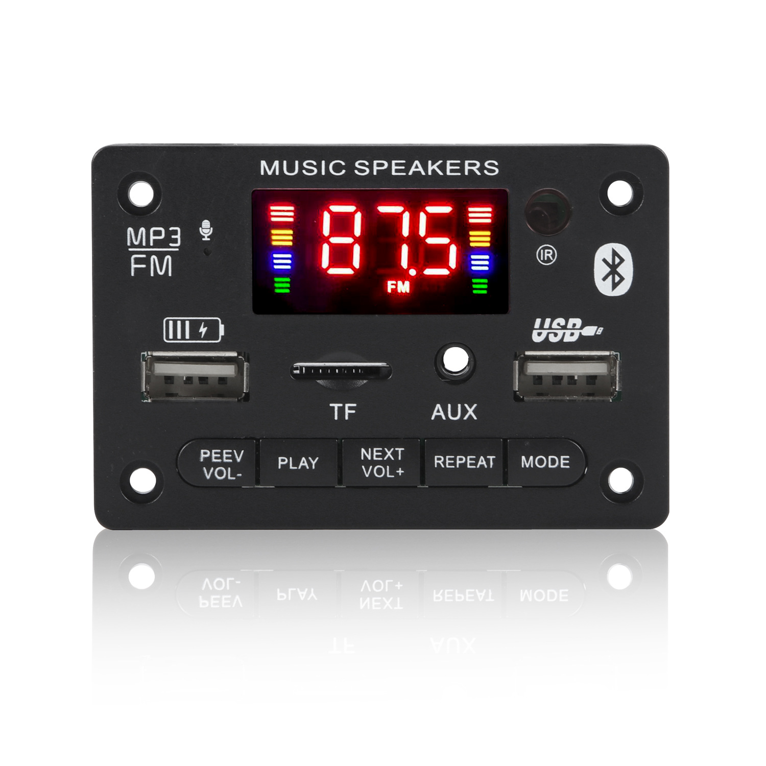 mp3 bluetooth  WMA WAV Decoder Board 12V Wireless Audio Module Color screen AUX  USB  TF FM Auto Accessories Audio Modification_voghion.com