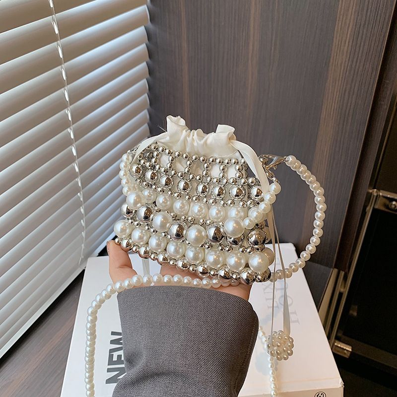 Handgehte gewebte Perle mit Perlen, Nischendesign, Kinder-Umhängetasche, elegantes und romantisches Accessoire_voghion.com