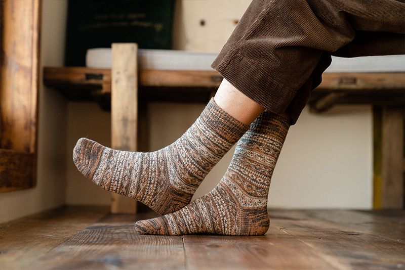 Calzini da uomo in lana spessa e calda, stile retrò, lunghi e invernali, in cotone, a metà tubo_voghion.com