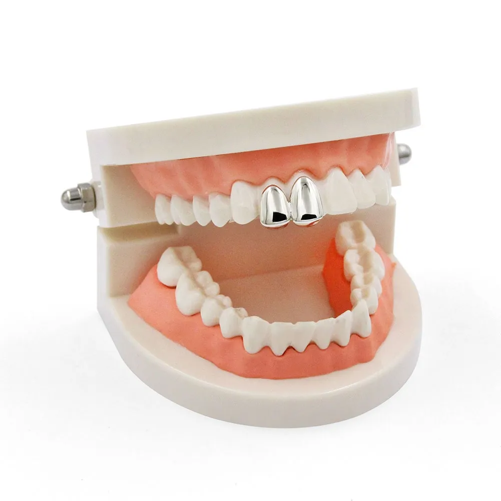 Hip Hop 14K Oro Argento Nero Placcato Bocca Doppio Denti Singolo Grillz Tappi Superiore Inferiore Grill Uomo Donna Vampiro Griglie Rock_voghion.com
