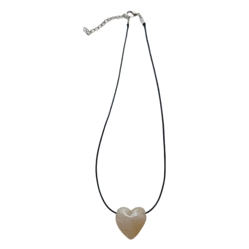 Adjustable Heart Pendant Necklace Colorful Fashionable Choker_voghion.com