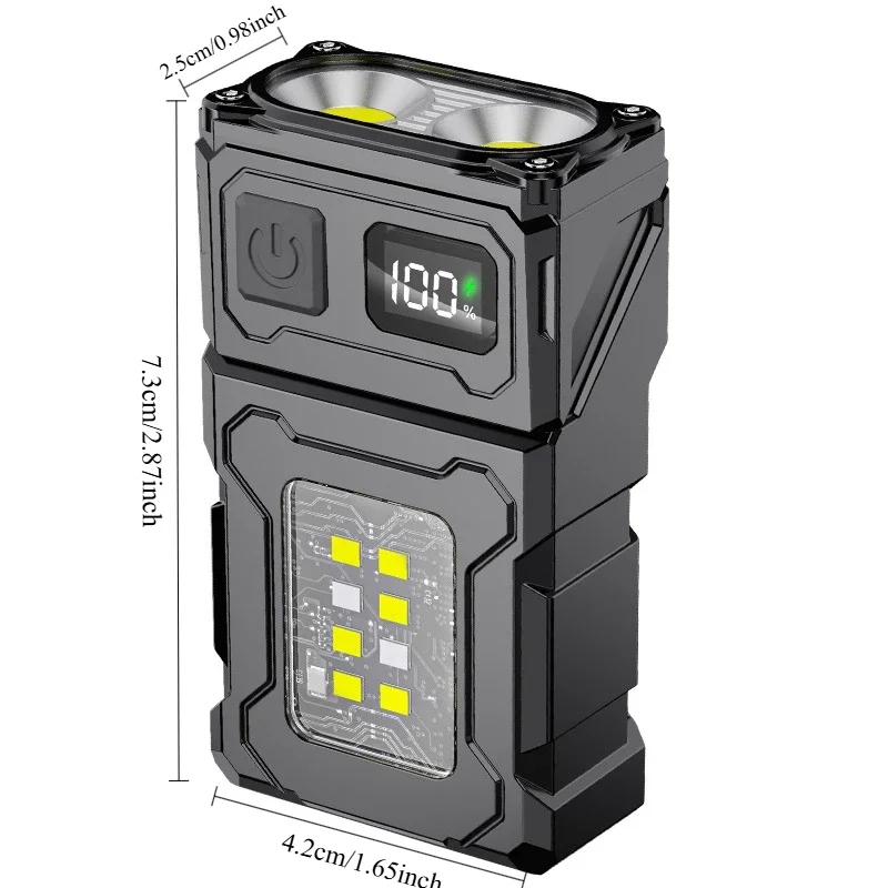 Multifunctional Ajustable Angle LED Flashlight Outdoors Mini Work Light Portable Magnet USB Rechargeable Camping Light_voghion.com