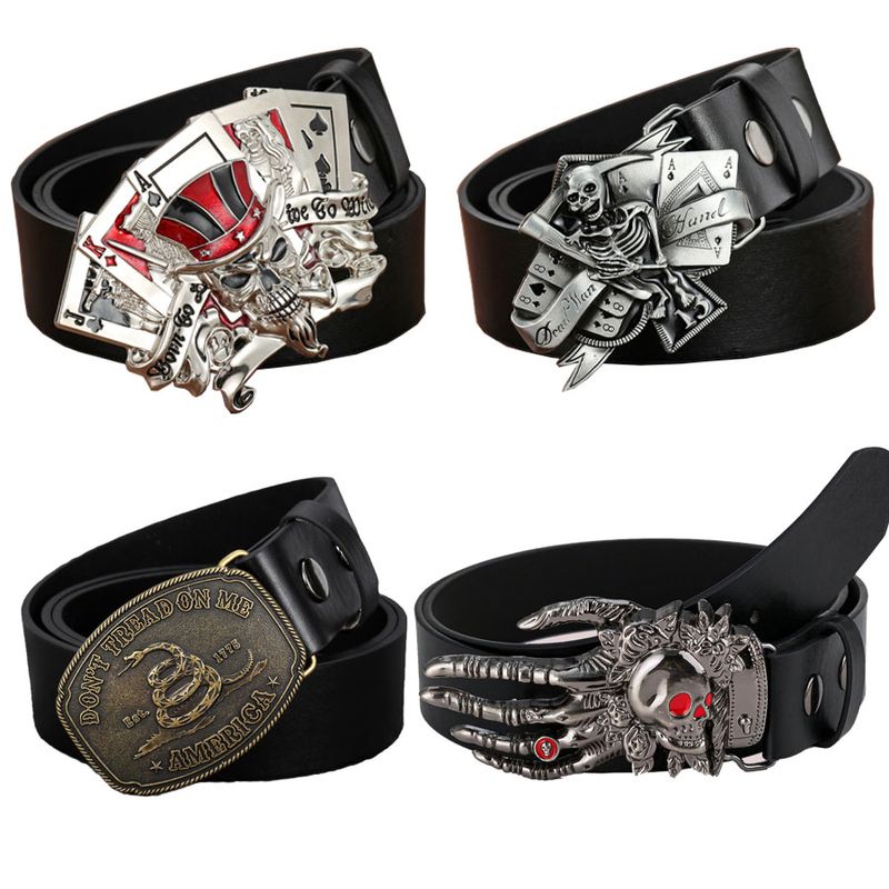 Ceinture en cuir gothique punk Y2k pour hommes et femmes, boucle en métal, sangle de taille, styliste, pantalon en jean, décorative_voghion.com