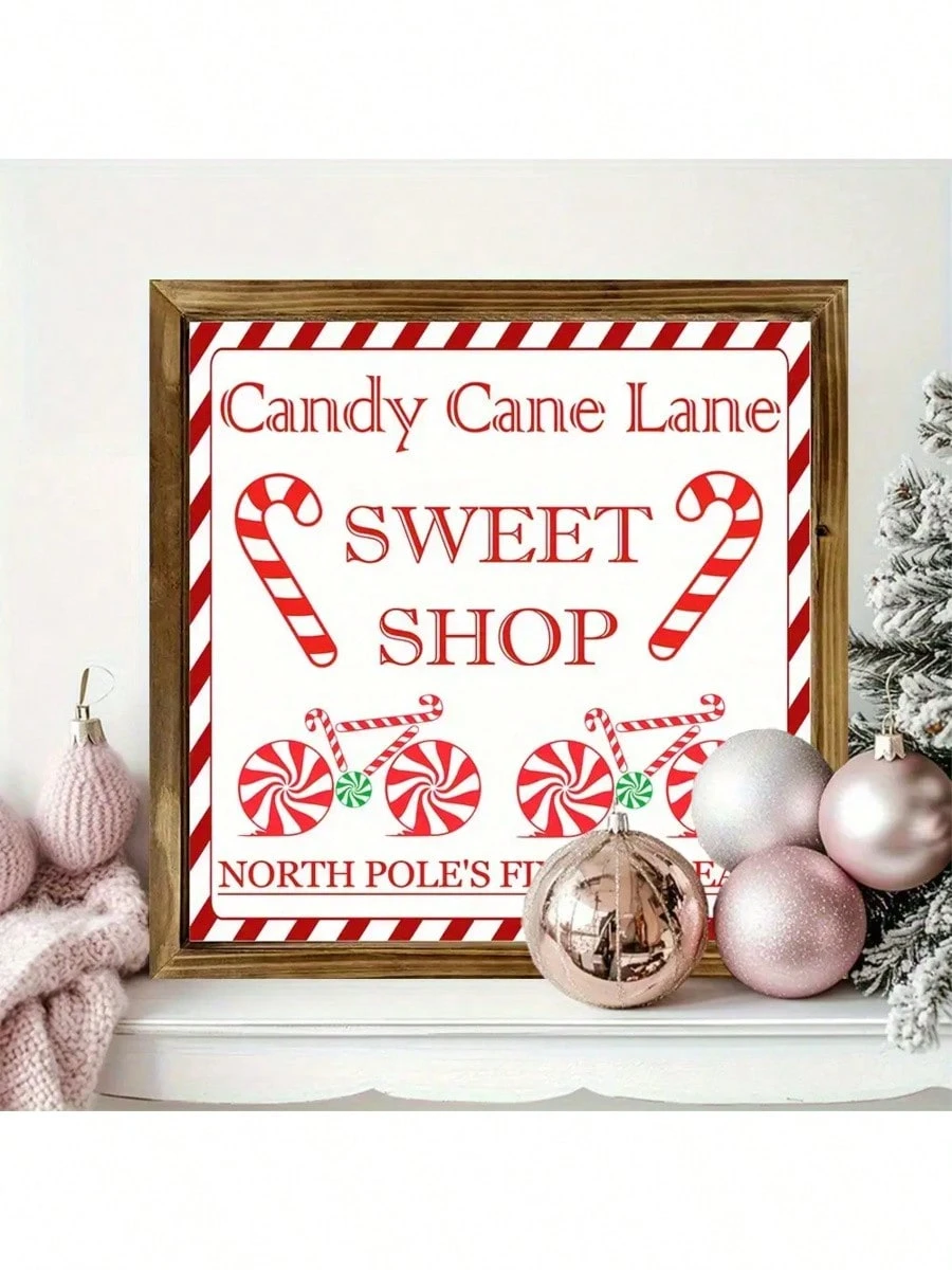 Christmas Candy-Red&White Holiday Decor - Wooden Plaque - For Home, Kitchen Or Christmas Gift, Holiday Kitchen Decor, Christmas Decorations Room Decor_voghion.com