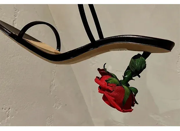 Chic Point Fashion Rose Heels Women Sandals Round Toe Slip on Pumps Summer Slippers Party Shoes 240615_voghion.com