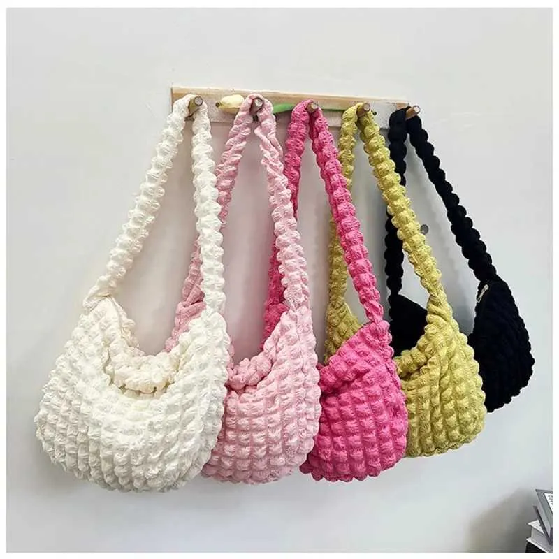 Borsa a tracolla tinta unita grande capacità borsa a mano trapuntata imbottita sotto le ascelle borsa per scarpe Y241026_voghion.com
