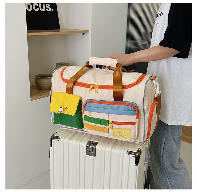 Lässige Sport-Fiesstasche in Kontrastfarbe Damen, große Reise-Umhängetasche mit großem Fassungsvermögen, Reisetasche_voghion.com