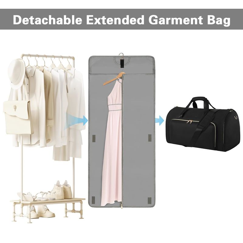 Reise-Kleidertasche, umwandelbare Kleidertasche, verschleißfest, faltbar, zum Aufhängen, kann quer über den Körper_voghion.com