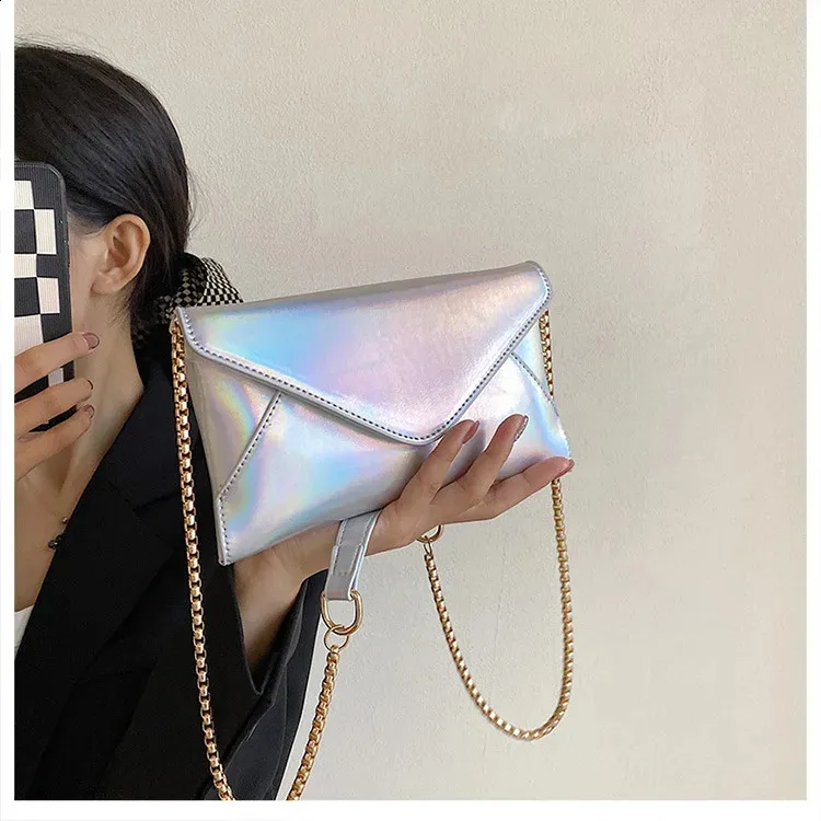 Pochette enveloppe en cuir PU brillant, sac à main classique Dr Purse pliable, sac messager de soirée pour femme 240824_voghion.com