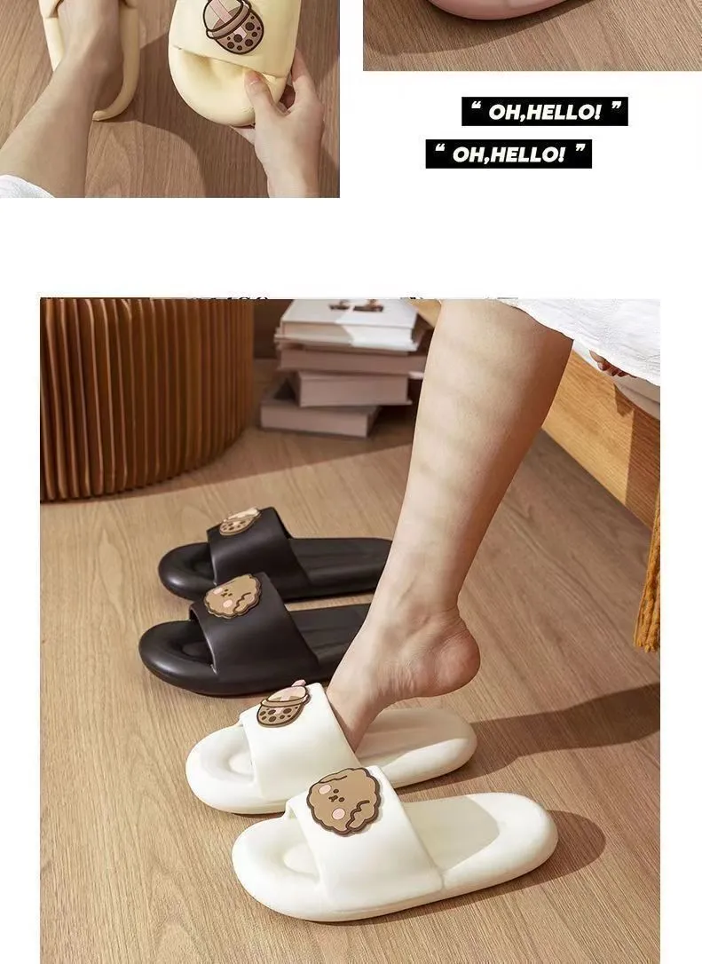 Feeg Cool on Shit Stepping Terlikler Kadın Yaz İç Mekan Ev Kullanımı Çiftler Kaymaz Sessiz Kalın Taban Banyo Duş_voghion.com