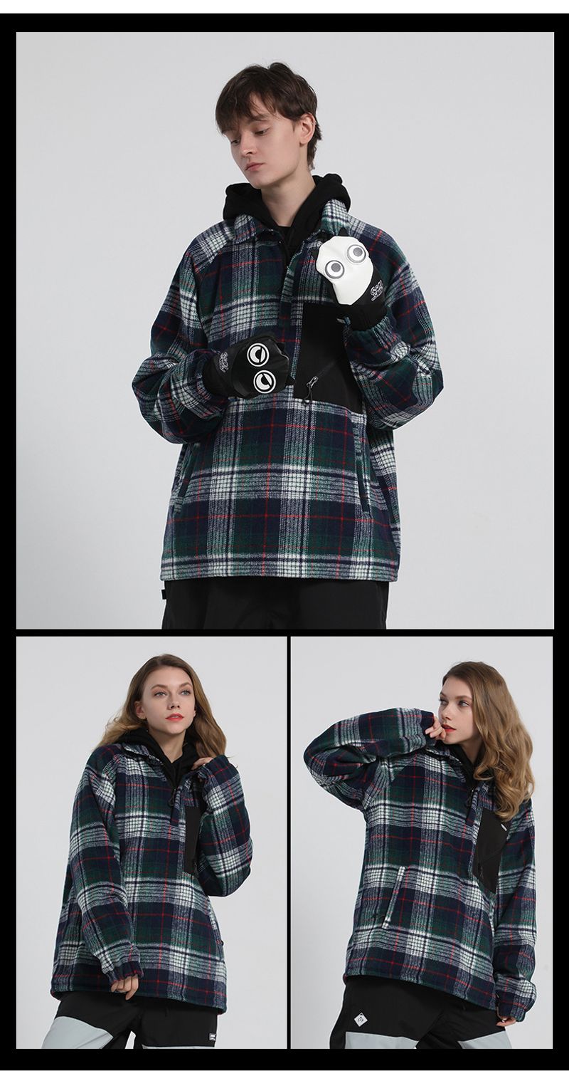 New winter wear men's snowboard double board warm plaid shirt women's ski hoodie couple_voghion.com