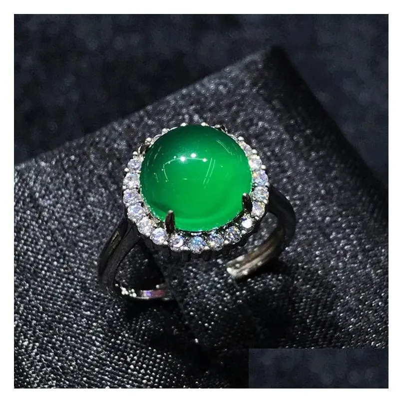 Ensembles de bijoux de mariage faits à la main en jade et diamants, bagues de fiançailles en argent sterling, boucles d'oreilles, collier pour femmes, goutte de mariée_voghion.com