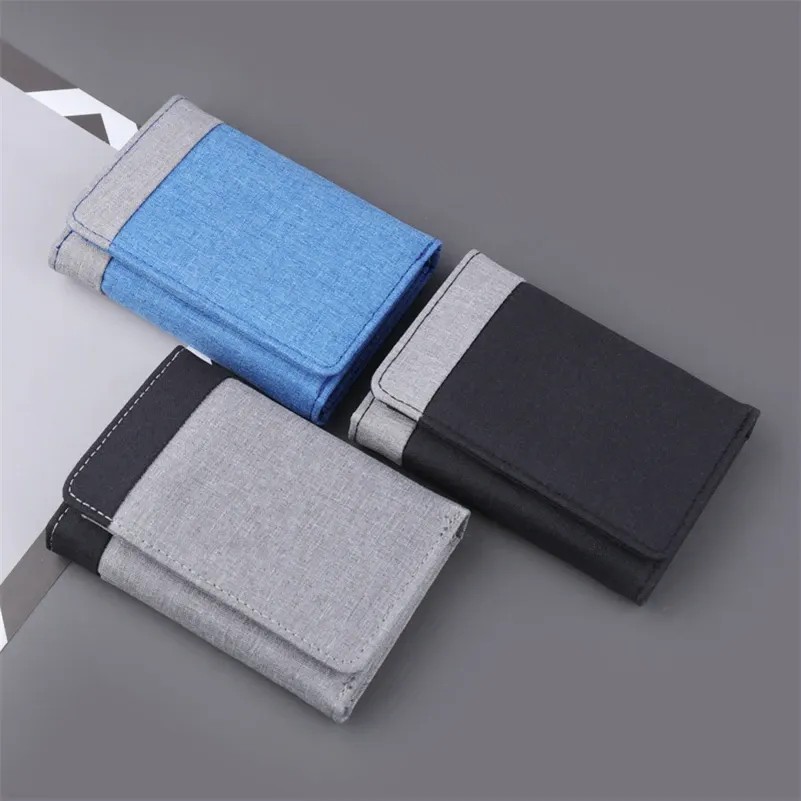 Canvas Men ID/Photo Holders Black/Blue/Gray Card Holder Wallet Case 8 Slots Hasp Male Purse_voghion.com