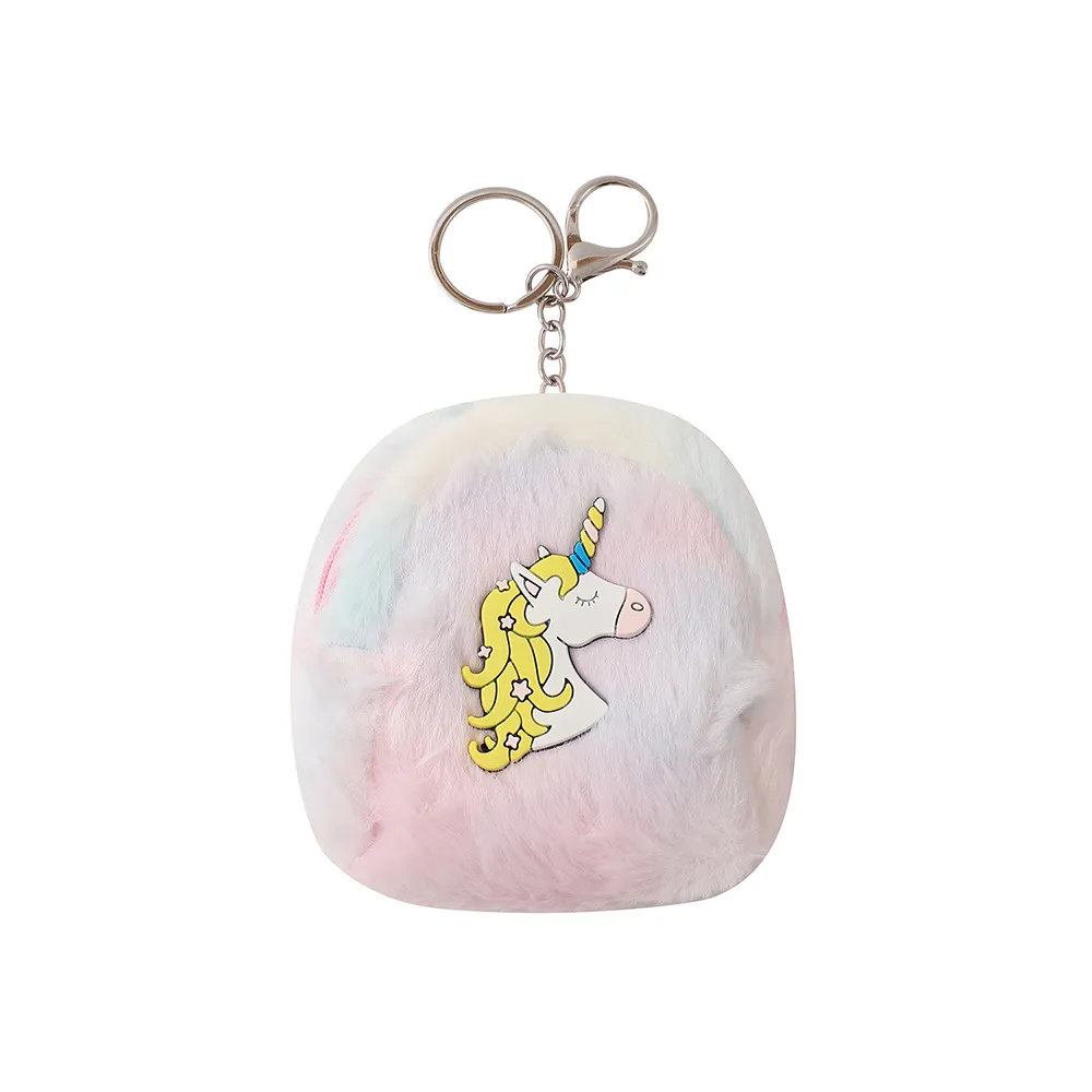 Cartoon Eenhoorn Portemonnee Headset Sleutels Opbergruimte Pluche Sleutelhanger Hanger Muntenbeurs Cadeau Voor Meisjes Tas Hangend Geldbuidel_voghion.com