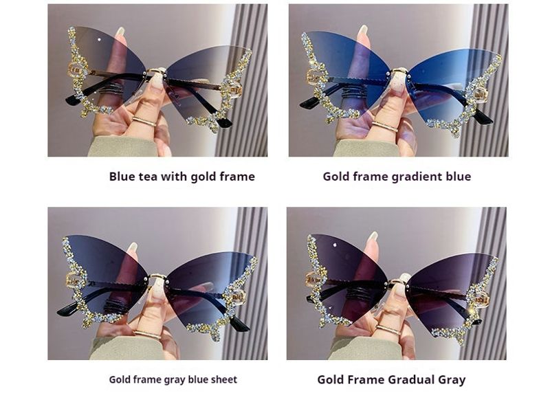 2024 Internet celebrity frame with diamond inlaid butterfly glasses for women's high-end sunglasses, UV resistant_voghion.com