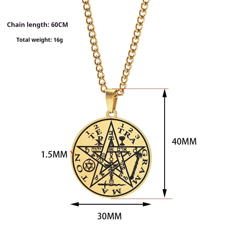 Star Of Solomon Amulet Pendant Necklace For Men And Women In Steel_voghion.com