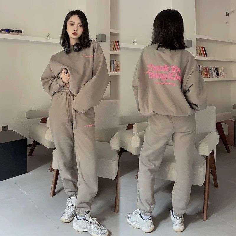 Vêtements pour femmes vêtements de sport décontractés costumes pour femmes printemps et automne étudiants pull ample pantalon large costume deux pièces tendance