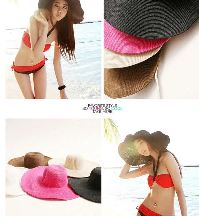 Cappello di paglia a tesa larga per donna ideale per la spiaggia_voghion.com