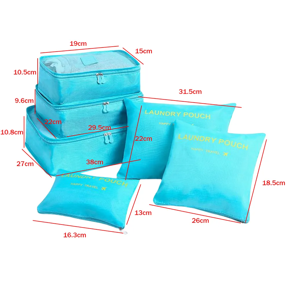 6pcs/set Travel Cases Thickening Lage Storage Bag Waterproof Foldable Space Saving For Family Vacation Skiing Camping_voghion.com
