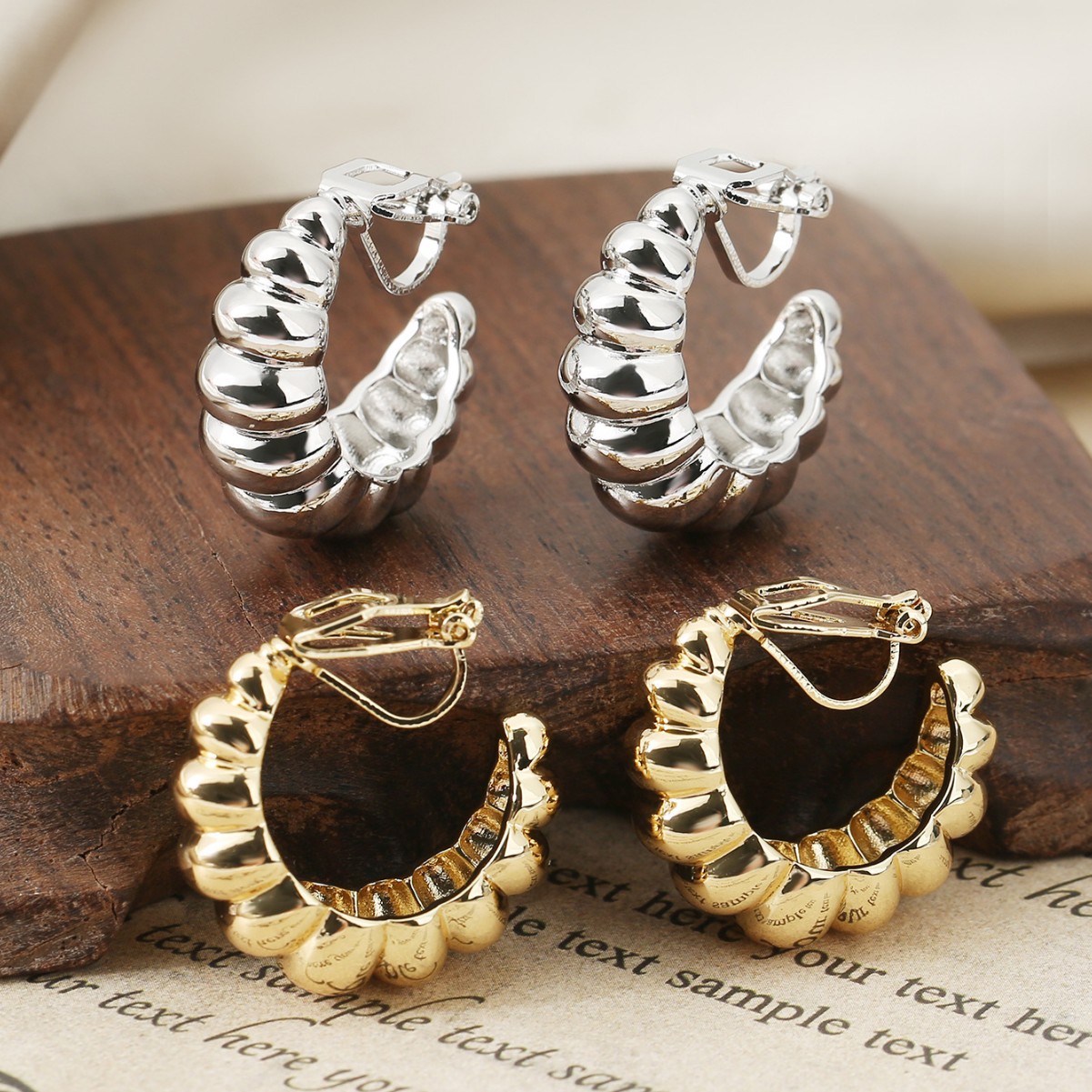 Earrings Simple, Stylish, Geometric, No Ear Hole, Hollow Ear Clips, High End, Light Luxury, Versatile Earrings