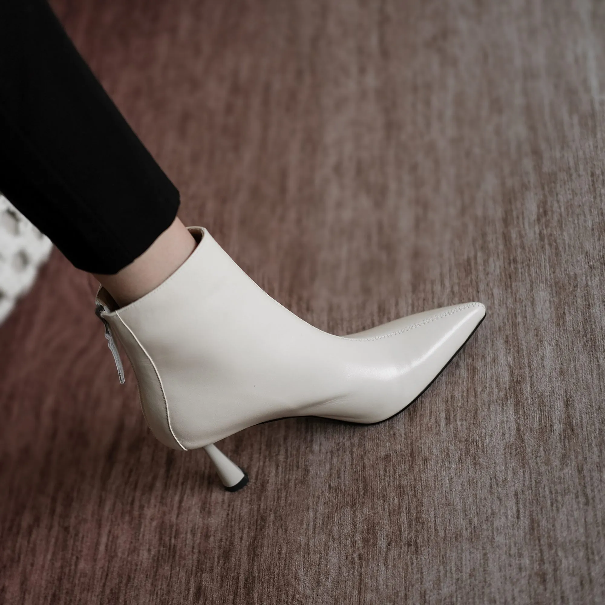 Krazing Pot Big Size 42 Cow Leather Pointed Toe High Heels Chic Design Concise Winter Spring Shoe Dress Warm Wedding_voghion.com