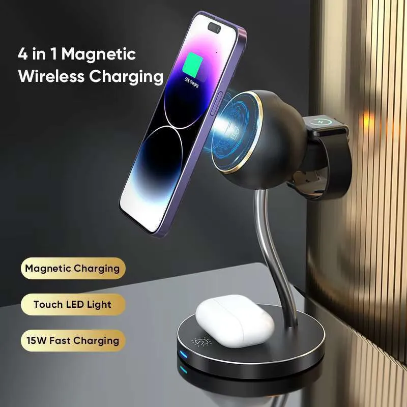 Bedhead Desktop Touch LED Light Mobile Phone Charging Stand 3-in-1 Wireless Charger_voghion.com