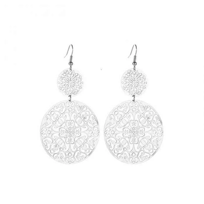 Vintage Openwork Disc Earrings Ear Drop Frosted Jewelry For Women Party Wedding Tt@88_voghion.com