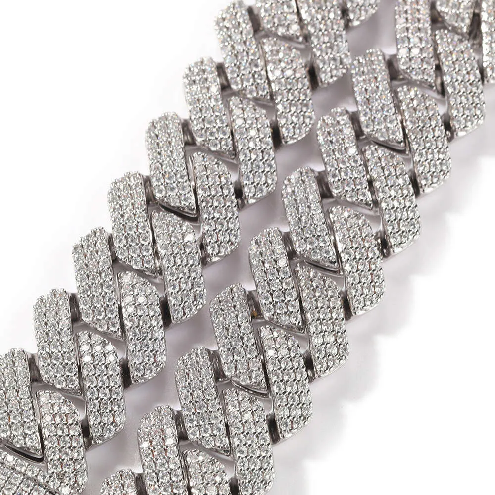 Nova hip-hop 20 mm široka GRA Moissanite diamantna zlata sterling Sier kubanska verižica za moške hip hop ogrlica_voghion.com