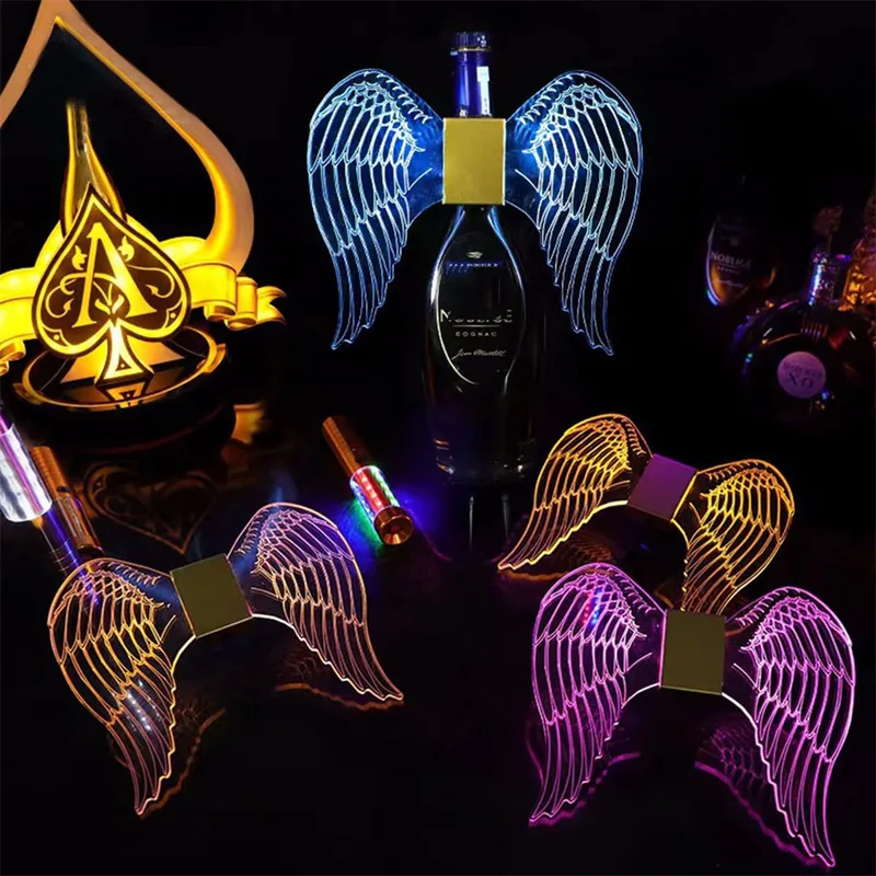 Rechargeable LED Strobe Baton Glowing Butterfly Angel Wings Lamps Champagne Burst Light Flash Stick Wine Service Bottle Sparkler_voghion.com