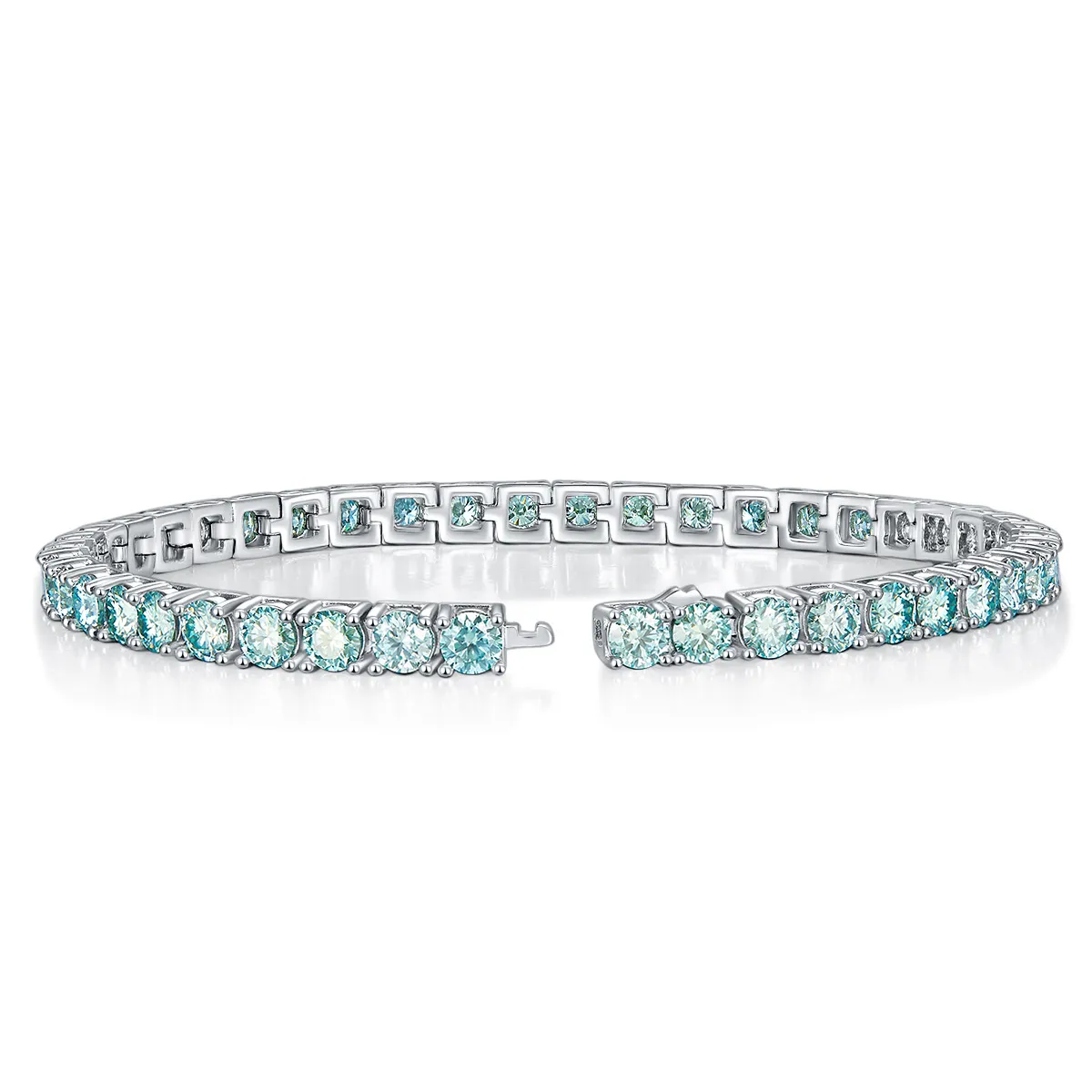 Bracciale Moissanite ghiacciato in argento sterling 4mm 5mm con catena da tennis blu-verde all'ingrosso_voghion.com