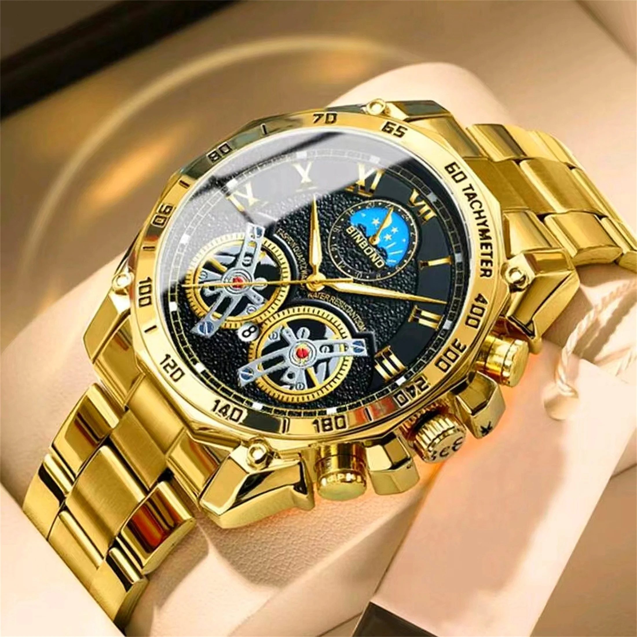 Men's Stainless Steel Quartz Watch With Calendar And Backlight_voghion.com