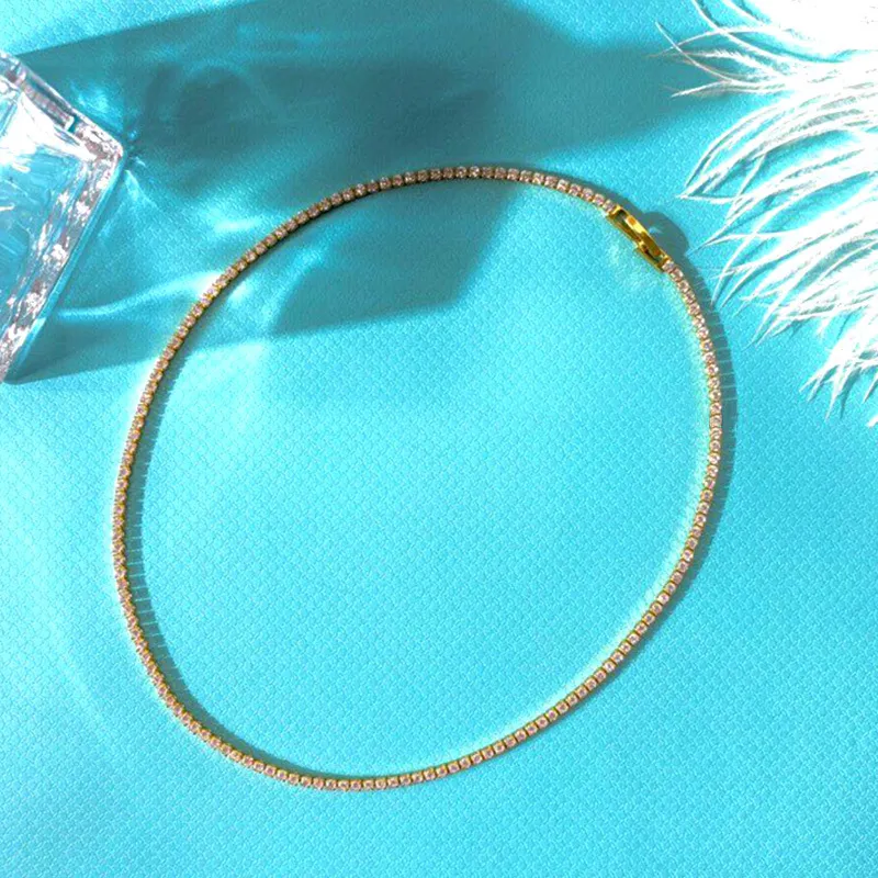 2mm 3A CZ zirkoon bling armband ketting voor dames meisjes klassieke designer tennis korte ketting choker love four armbanden_voghion.com