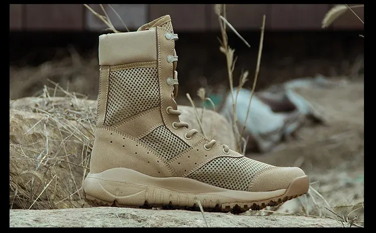 Uomo Donna Ultraleggero Scarpe da Arrampicata all'Aperto Tattico Allenamento Esercito Estivo Traspirante Mesh Escursionismo Desert Boots 240612_voghion.com