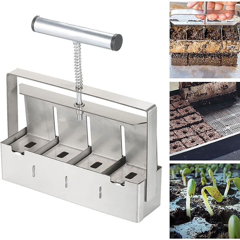 Handheld Soil Blocker 2-Inch Soil Block Maker Soil Blocking Tool Home and Garden with Dibbles Dibbers for Garden Prep_voghion.com