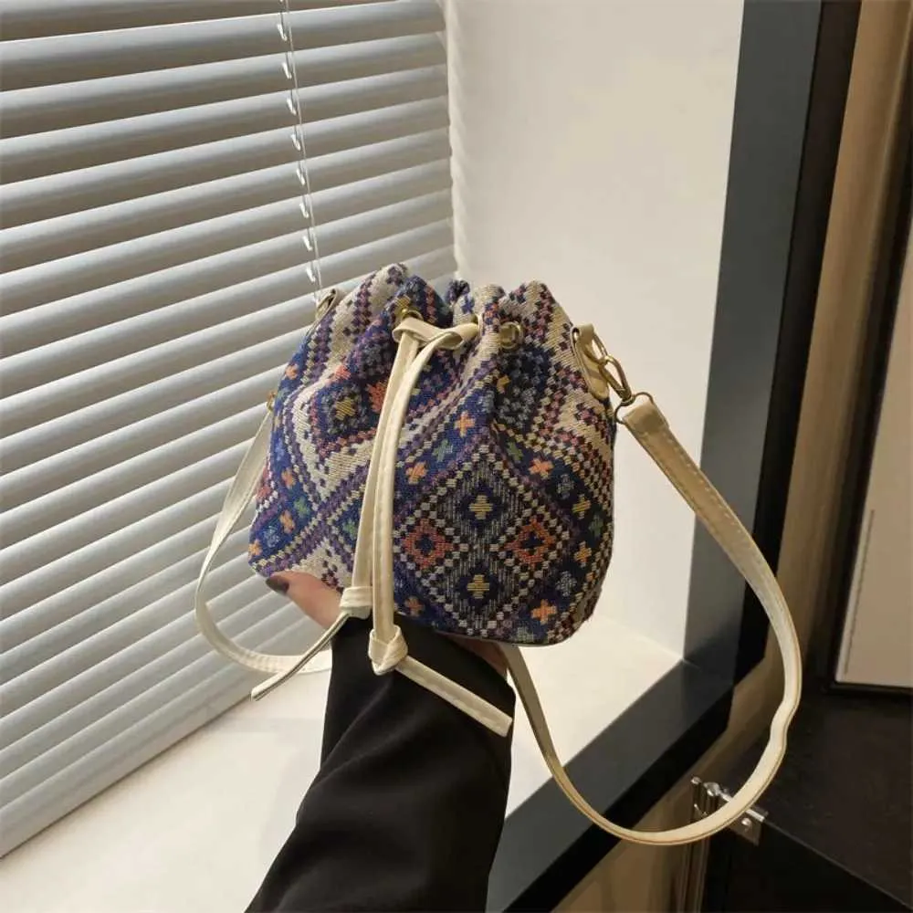 Fashion en Fabric Bucket ral Ethnic Style Crossbody Bag Handbag WomenC241021_voghion.com