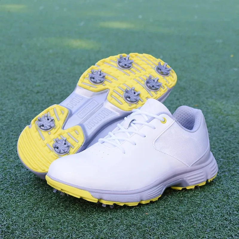 Professionelle wasserdichte Spikes Sneakers Schwarz Weiß Herren Trainer Große Größe Golfschuhe für Männer_voghion.com