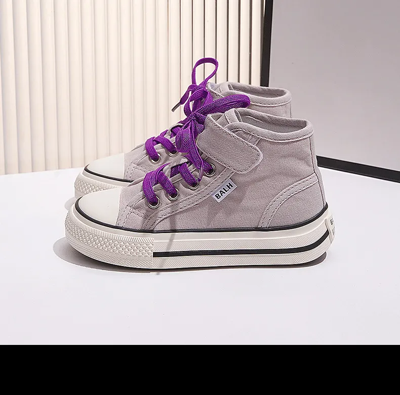 Children's Canvas Yellow Green High Top Boys Girls Toddler Casual Cutefeet Beige Fashion Soft Non-slip Kids Cloth Shoes_desvips.com