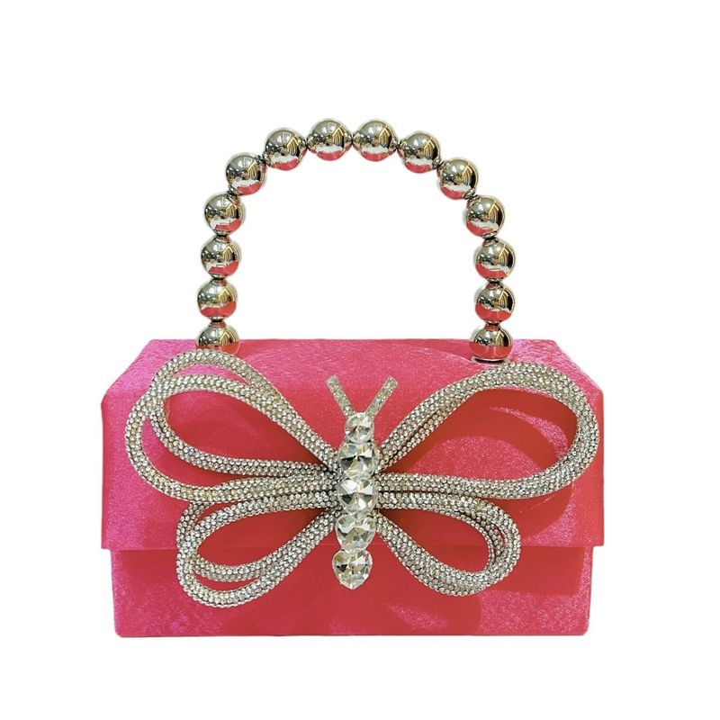 Nuova borsa da festa con fiocco quadrato in seta francese lucida, piccola, borsa a tracolla in mano_voghion.com