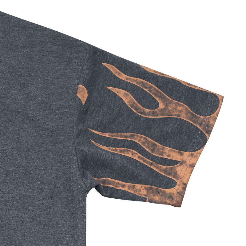 European And American New Summer Men's Short-sleeved Suit Cross-border Flame Series Printed Casual Sports Short-sleeved Shorts Suit_voghion.com