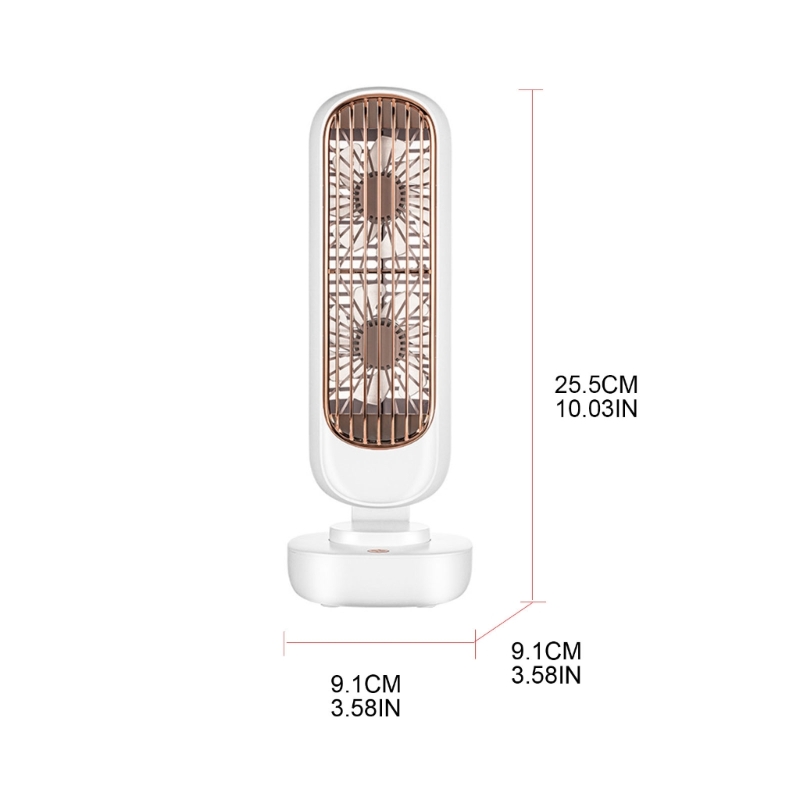 Desktop-Doppelblatt-Kühlventilator, leiser Turm-Tischventilator, wiederaufladbarer USB-Luftkühler_voghion.com