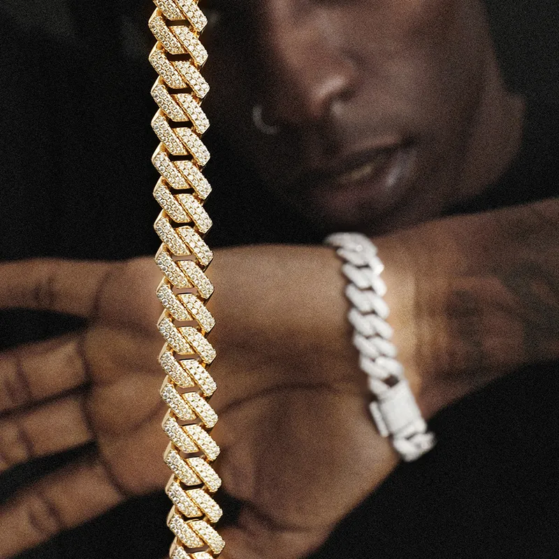 QianJian neue mode 9 zoll hip hop schmuck cuban link kette sterling splitter armbänder moissanite diamant_voghion.com