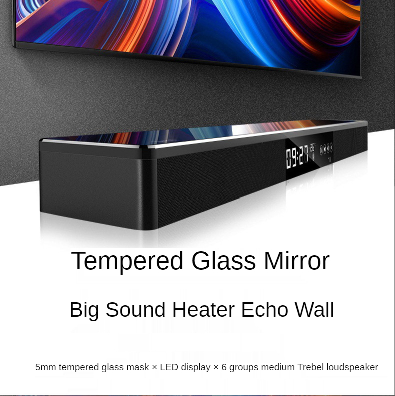80W TV Soundbar Home Theater System Powerful Wireless Echo Wall Bluetooth Speaker 2.1 Channel Subwoofer Surround Clock Speaker_voghion.com