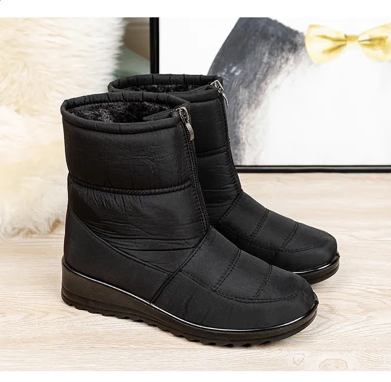 Platform Waterproof Snow Women Winter Thick Plush Ankle Boots Woman Non Slip Warm Cotton Padded Shoes Ladies 240820_voghion.com