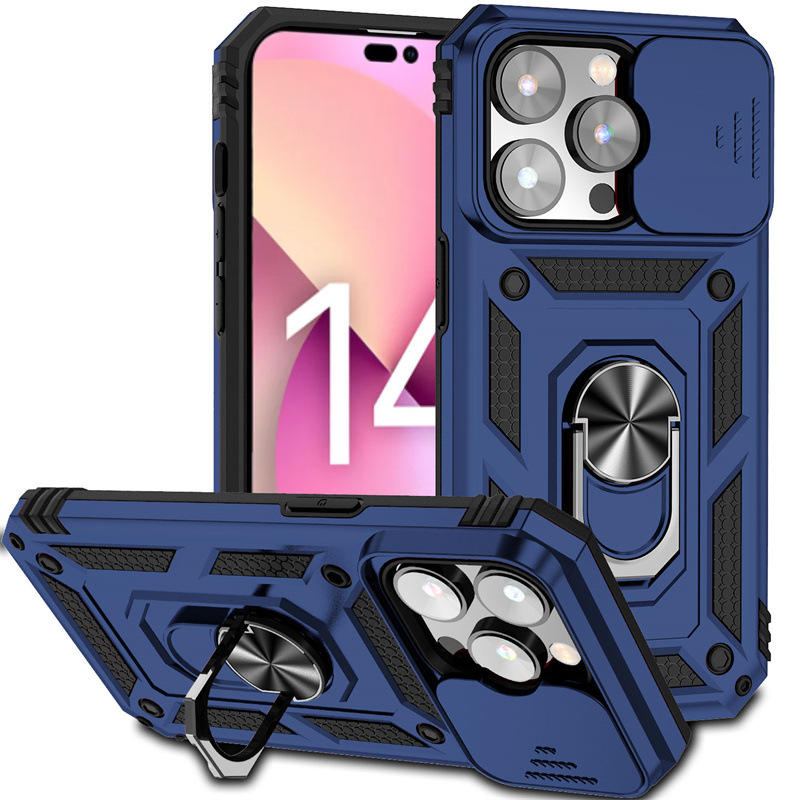TechGlobe TechGlobe Cross-Border Compatible IPhone 14 Pro Sergeant Push Window 2-in-1 Shockproof Phone Case 17 Ring Holder Protective_voghion.com