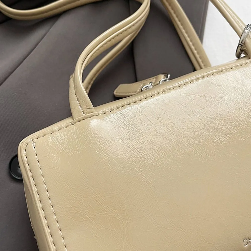 Borsa a tracolla piccola quadrata in pelle PU stile coreano con auricolari, tinta unita, alla moda, per ragazze/donne_voghion.com