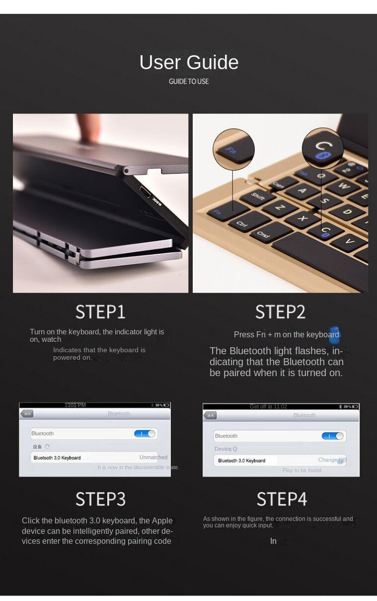 Mobile Phone, Tablet Computer, Three Systems, Universal Wireless Bluetooth Keyboard, Multimedia Folding Wireless Keyboard, Gifts_voghion.com